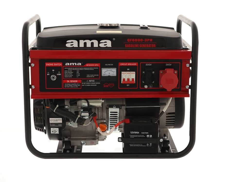 AMA QF6000 3PH - Benzin-Stromerzeuger mit AVR-Regelung und Elektrostarter 6.5 kW - Dauerleistung 6 kW - 400V