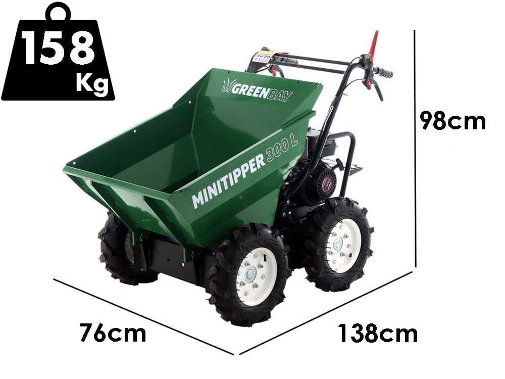 Benzin-Motorschubkarre 4x4 GreenBay MiniTipper 300 L - Loncin G200F Motor