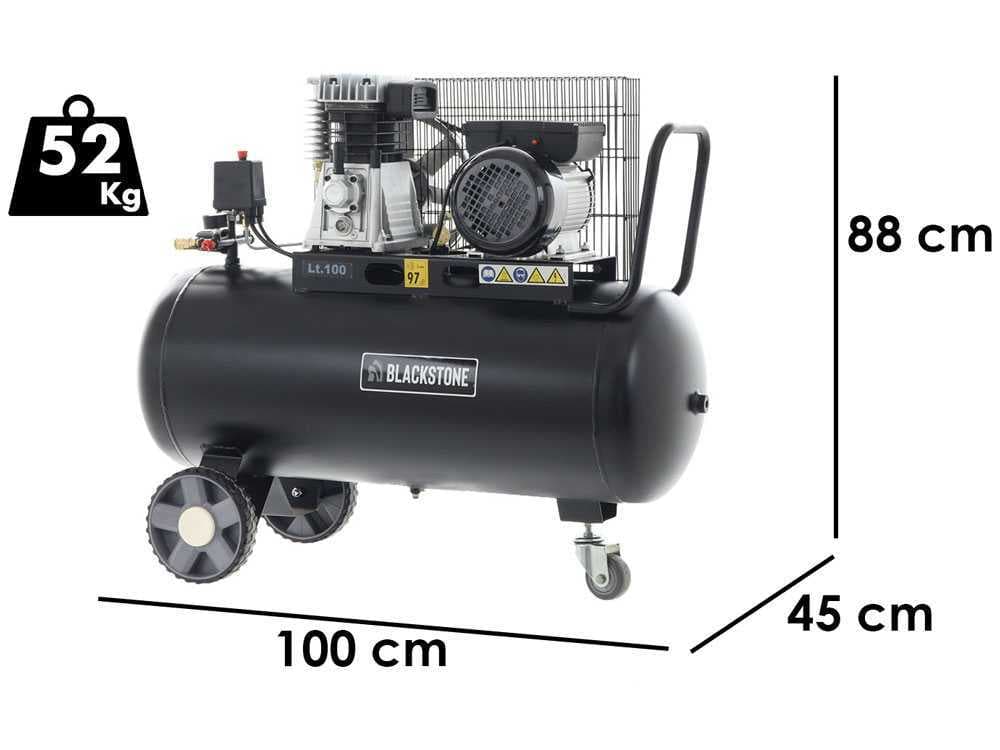 BlackStone B-LBC 100-20 elektrischer Luftkompressor mit Riemenantrieb- 2 PS Motor - 100 Liter