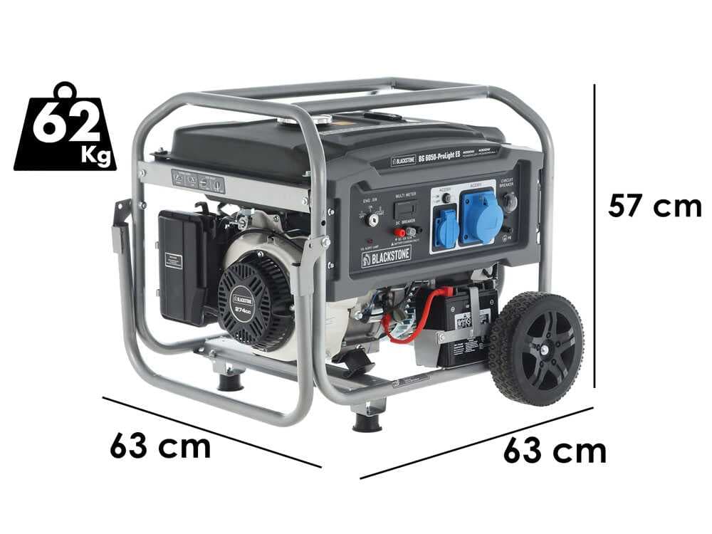 Blackstone BG 6050 - Benzin-Stromerzeuger mit Räder mit AVR-Regelung und Elektrostarter 4.3 kW - Dauerleistung 4 kW - 230V