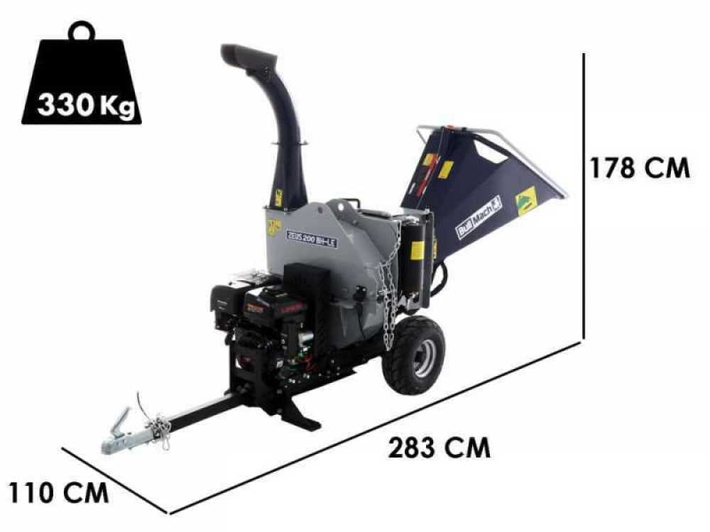 BullMach ZEUS 200 BH-LE Benzin Häcksler mit Anhängerkupplung - Loncin 420ccm E-Starter