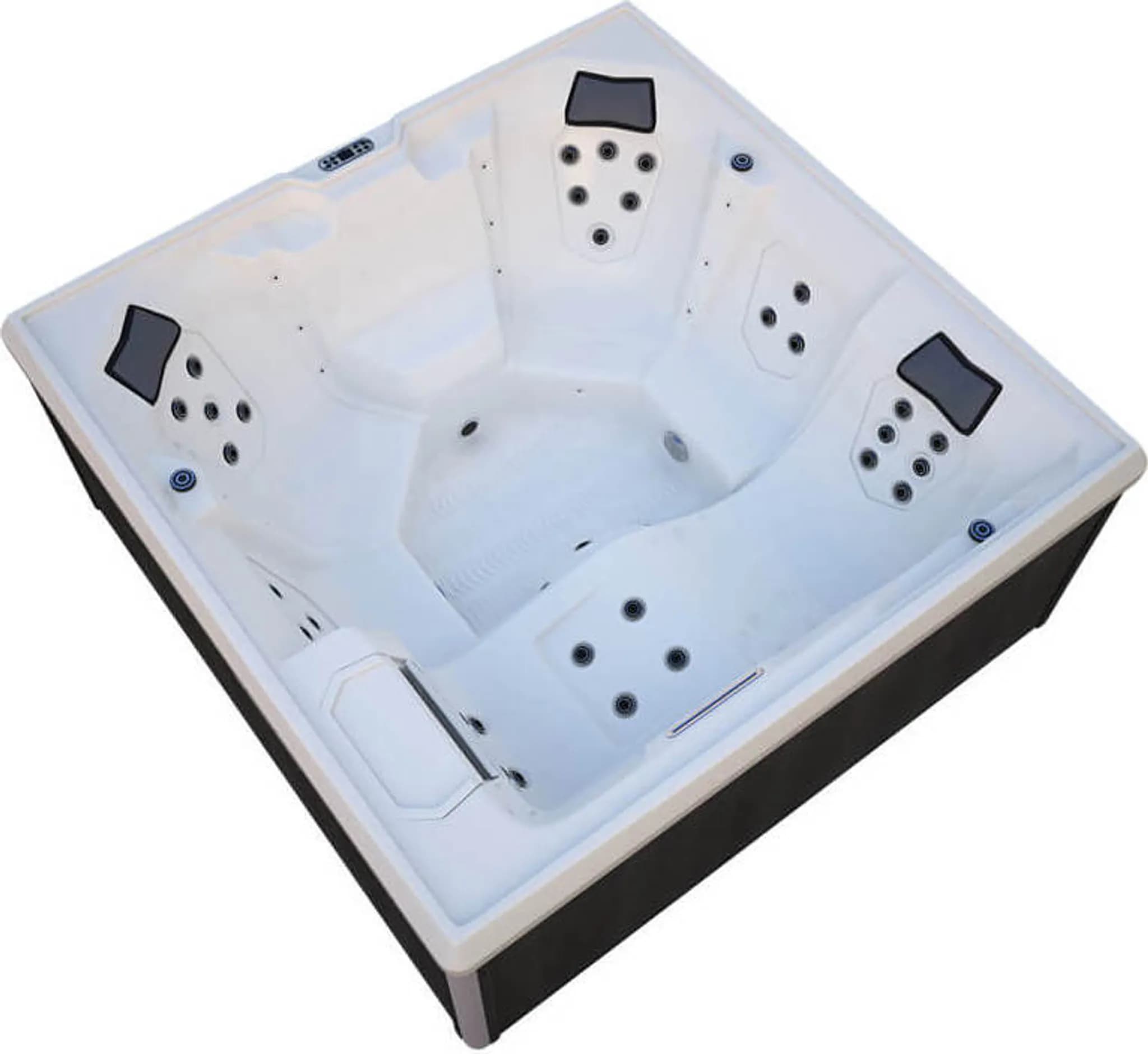 HOME DELUXE - Outdoor Whirlpool - STREAM BIG PURE - Maße: 208 x 208 x 88 cm - Inkl. Heizung, 34 Massagedüsen und 4 äußeren Lichtquellen I Außen Whirlp