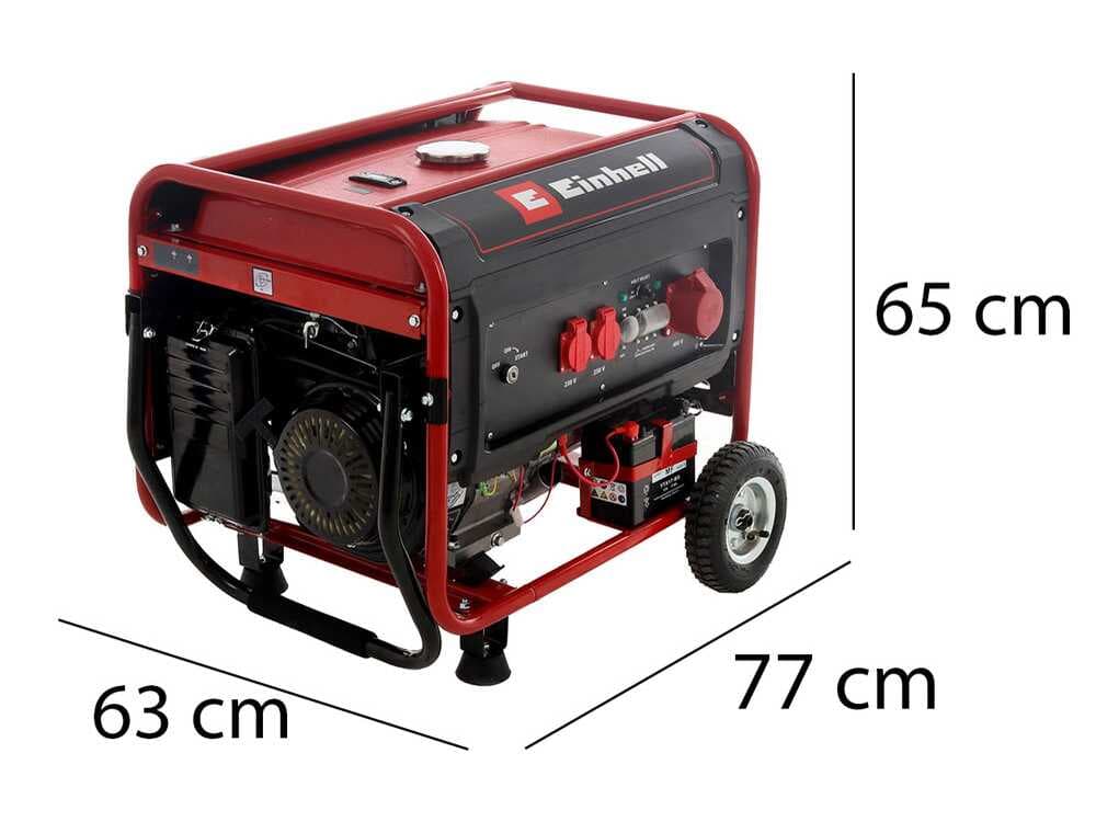 Einhell TC-PG 55/E5 - Benzin-Stromerzeuger mit Rädern und AVR-Regelung 5.5 kW - Dauerleistung 3.6 kW - 400V