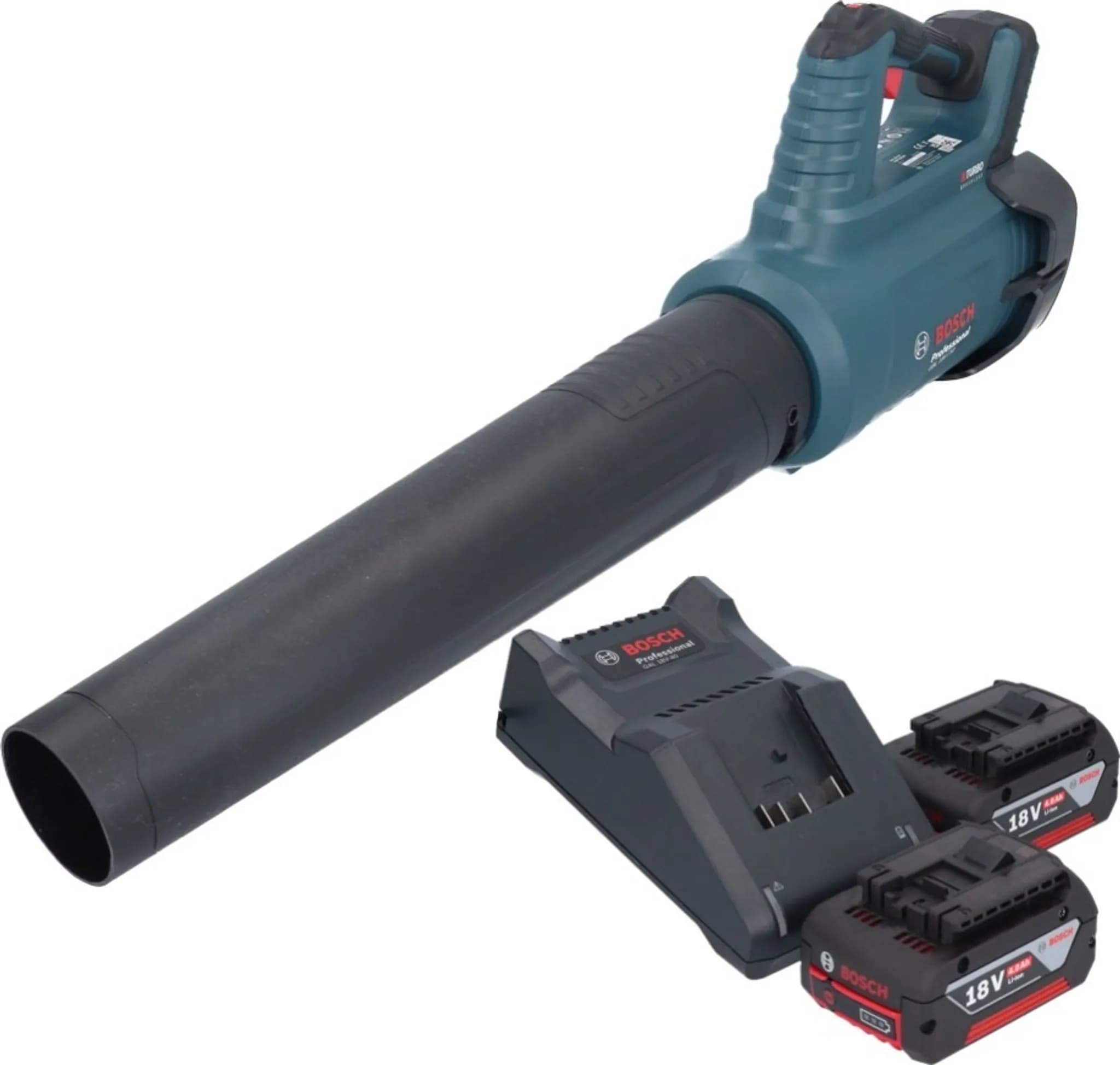 Bosch GBL 18V-750 Professional Akku Gebläse 18 V BITURBO Brushless + 2x Akku 4,0 Ah + Ladegerät