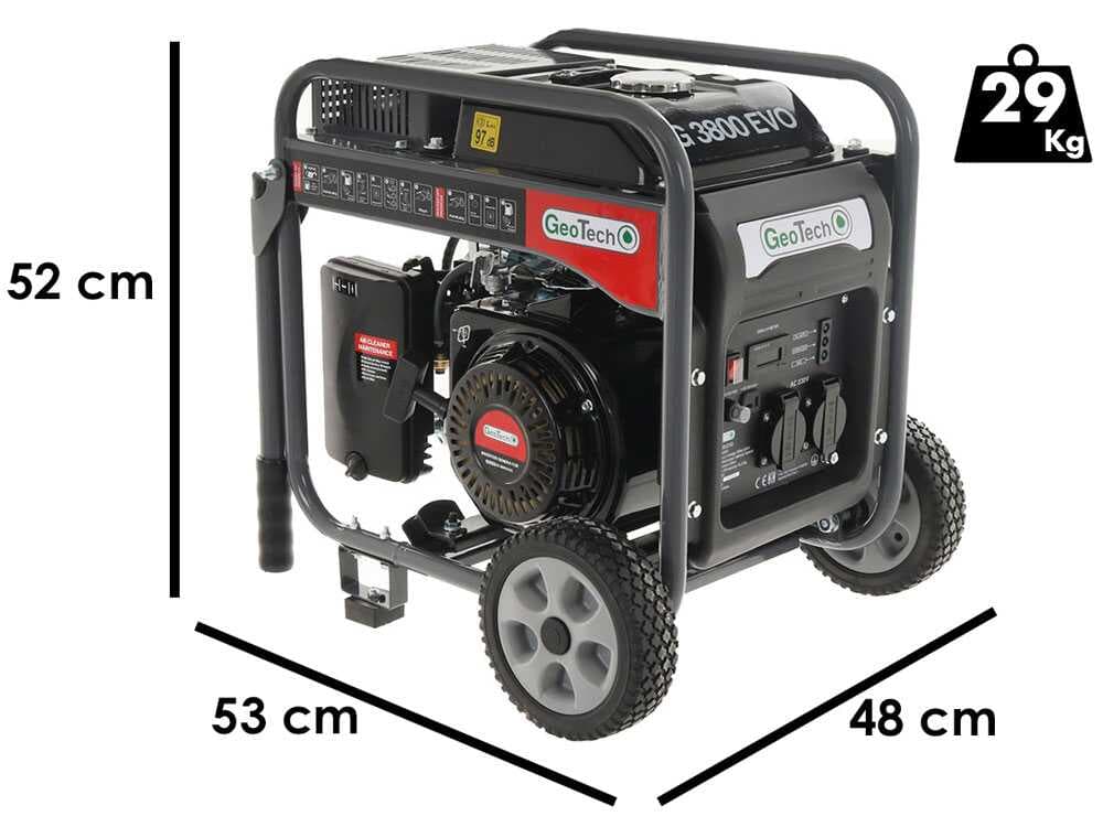 Geotech iG 3800 EVO - Benzin Inverter-Stromerzeuger auf Rädern 3.8 kW - Dauerleistung 3.5 kW - 230V