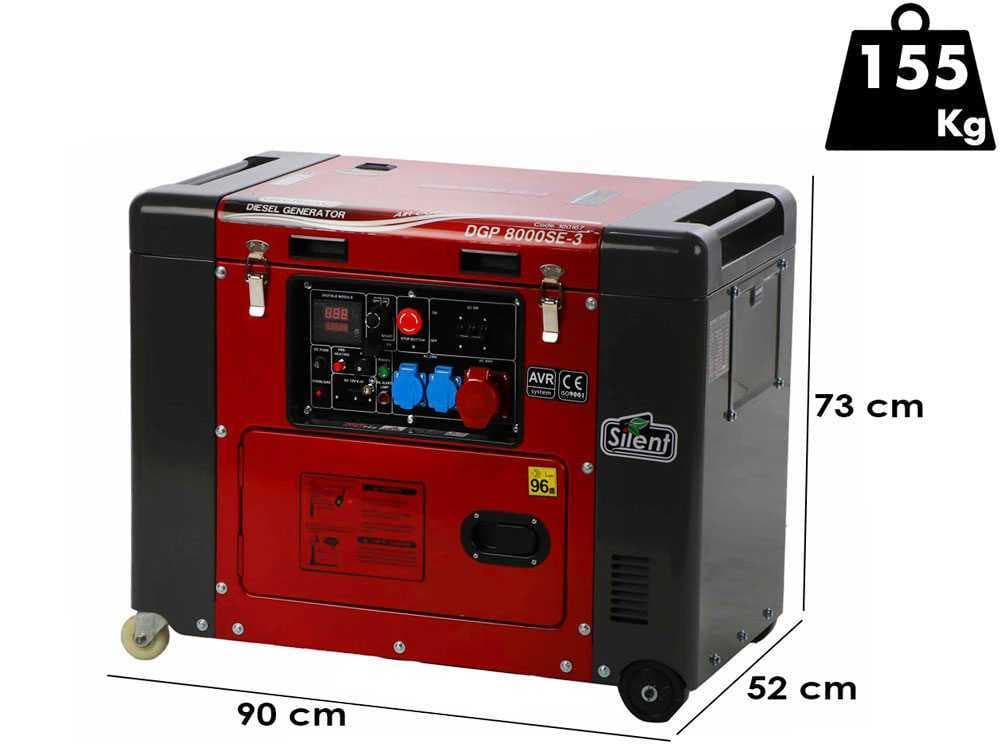 GeoTech Pro DGP8000SE-3 - Diesel-Stromerzeuger leise mit Rädern mit AVR-Regelung 6 kW - Dauerleistung 5.5 kW - 400V