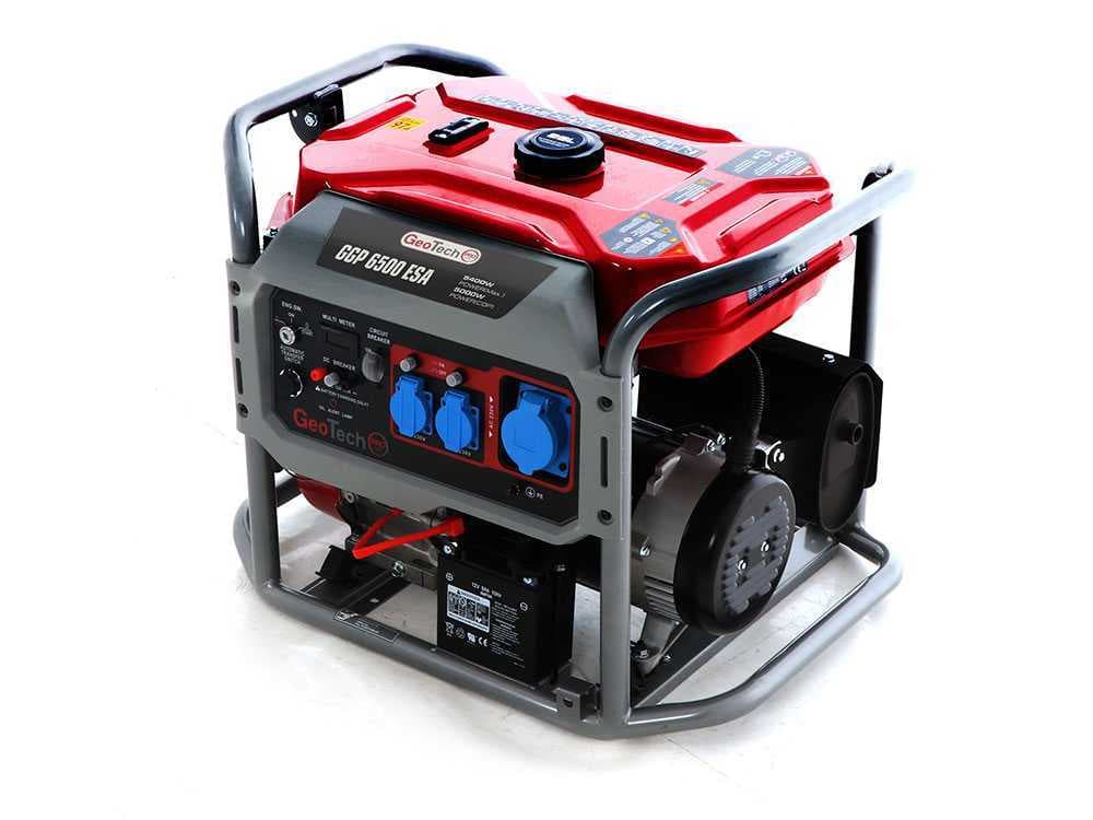 GeoTech Pro GGP 6500 ESA - Benzin-Stromerzeuger mit Rädern und AVR-Regelung und Elektrostarter 5.4 kW - Dauerleistung 5 kW - 230V