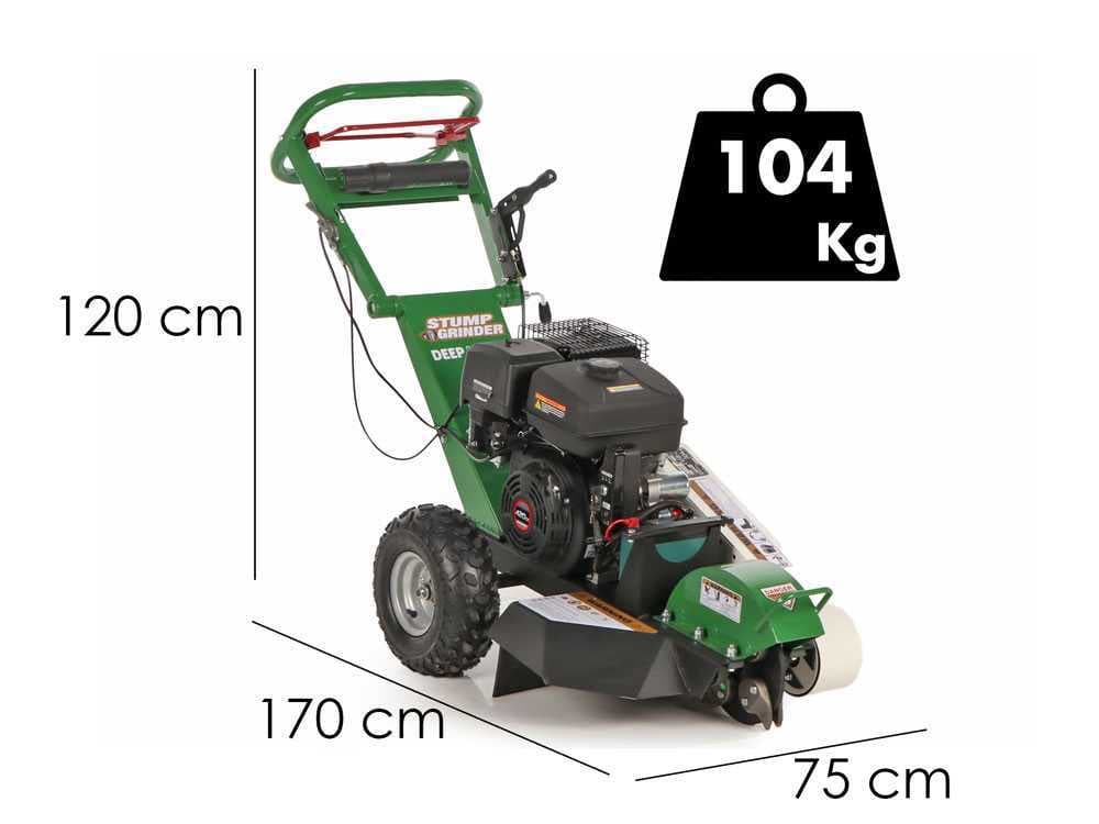 GreenBay Deep LE-330 - Baumstumpffräse - Loncin-Motor 420 ccm mit E-Starter - Schneidegerät mit 8 Wolframkarbidhämmern