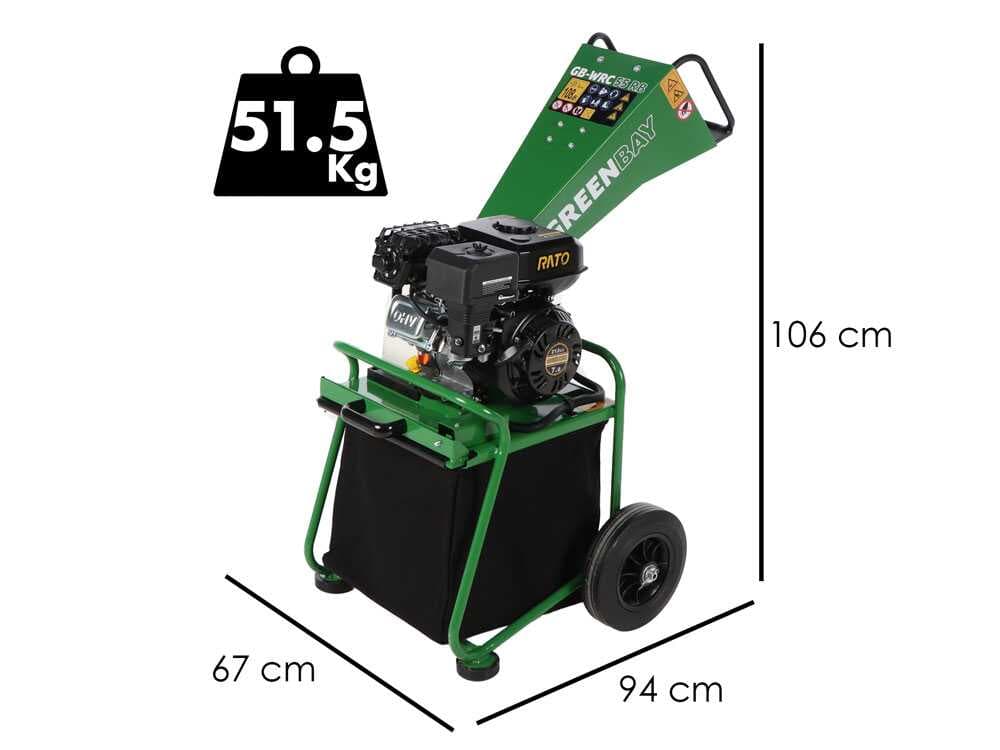 GreenBay GB-WRC 55 RB- Häcksler mit Verbrennungsmotor - Benzinmotor RATO R210-A da 7 PS