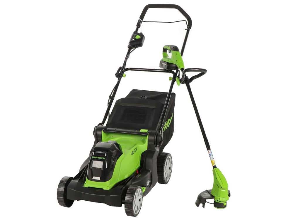 Greenworks G48LM41ST25K2X - Set Akku-Rasenmäher + Akku-Rasentrimmer- 48V - 2x 24V/2Ah