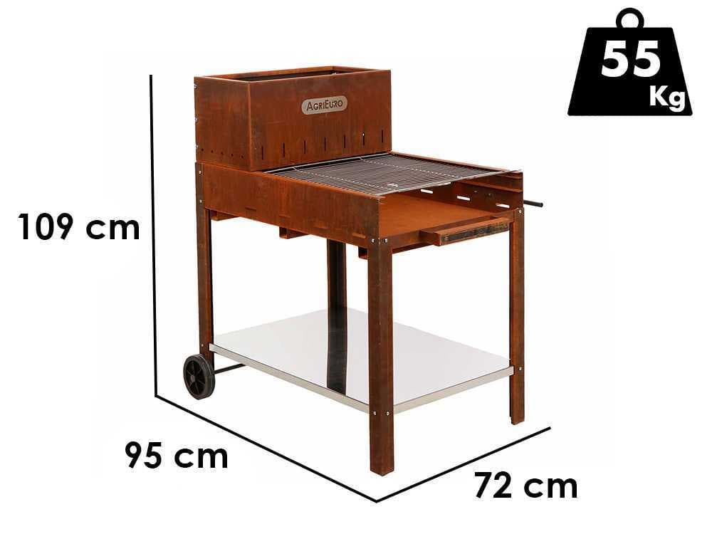 Holz- und Kohlegrill Super Flipper aus Cortenstahl