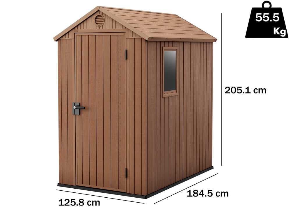 Keter Darwin braun - Gartenhaus Schuppen - mit Seitenfenster - 125x184.5x205 cm