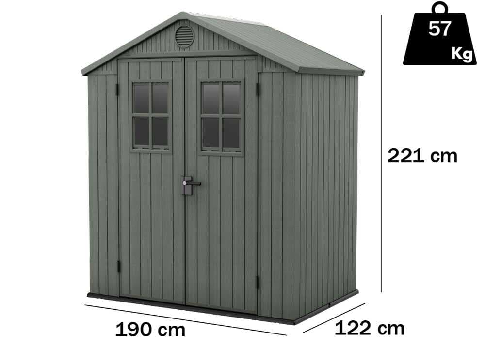 Keter Darwin grün - Gartenhaus - mit Frontfenstern - 190x122x221 cm