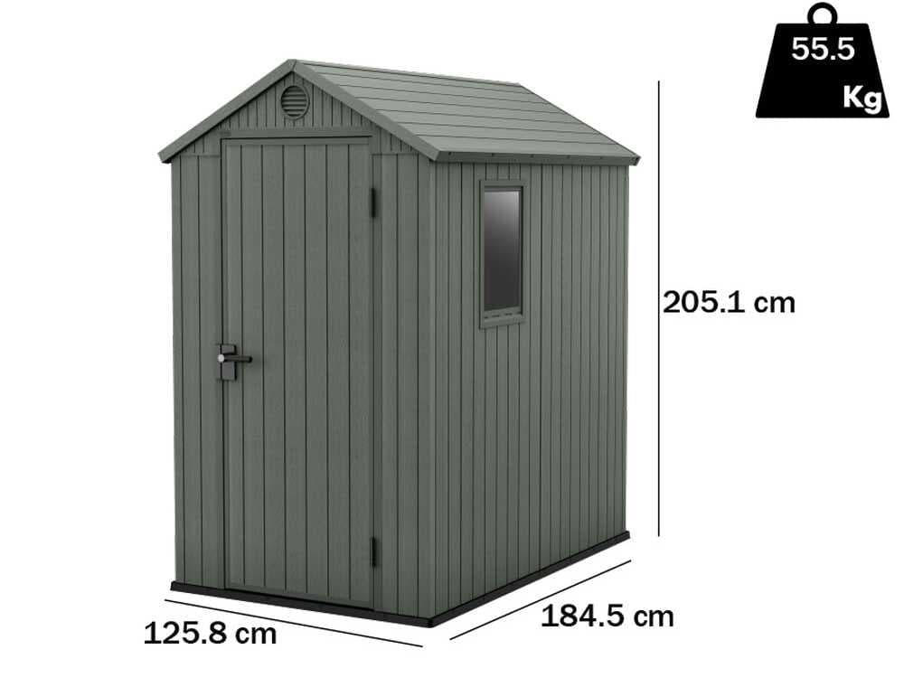 Keter Darwin grün - Gartenhaus - mit Seitenfenster - 125.8x184.5x205 cm