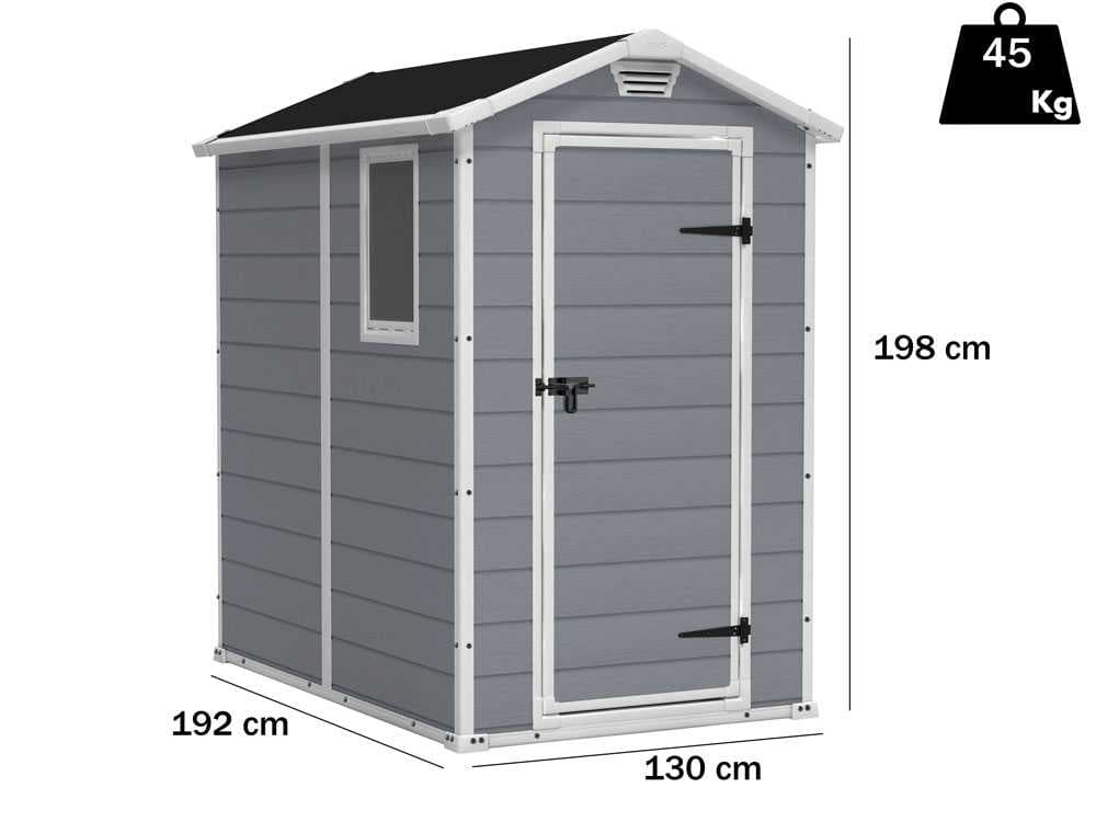Keter Manor grau - Gartenhaus - mit Seitenfenster - 130x192x198 cm