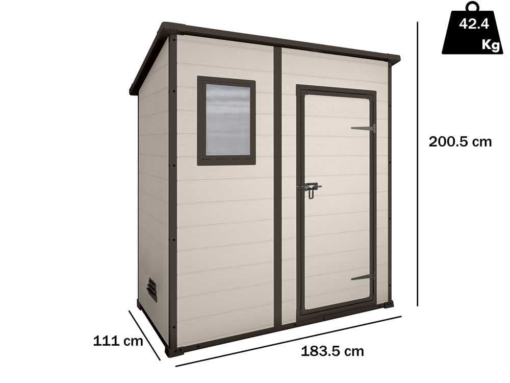 Keter Manor Pent beige - Gartenhaus - Mit Frontfenster - 183.5x111x200.5 cm