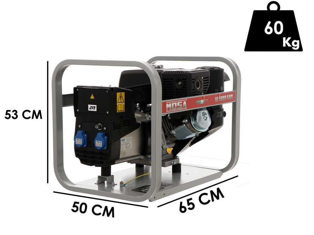MOSA GE 5000 KBM AVR - Benzin-Stromerzeuger mit AVR-Regelung 4.4 kW - Dauerleistung 3.6 kW - 230V - Motor Kohler CP CH 395