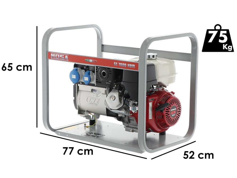 MOSA GE 7000 HBM - Benzin-Stromerzeuger mit AVR 6 kW - Dauerleistung 5 kW - 230V - Honda Motor GX390