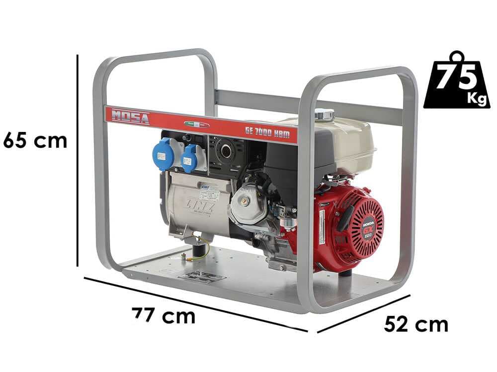 MOSA GE 7000 HBM - Stromerzeuger 6 KW einphasig - Dauerleistung 5 kW - 230V - Honda Motor GX390