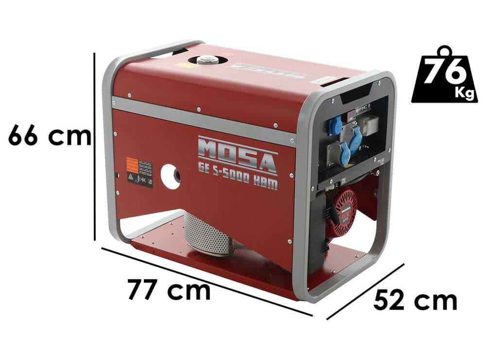MOSA GE S-5000 HBM AVR - Benzin-Stromerzeuger mit AVR-Regelung 4.4 kW - Dauerleistung 3.6 kW - 230V - Motor Honda GX270