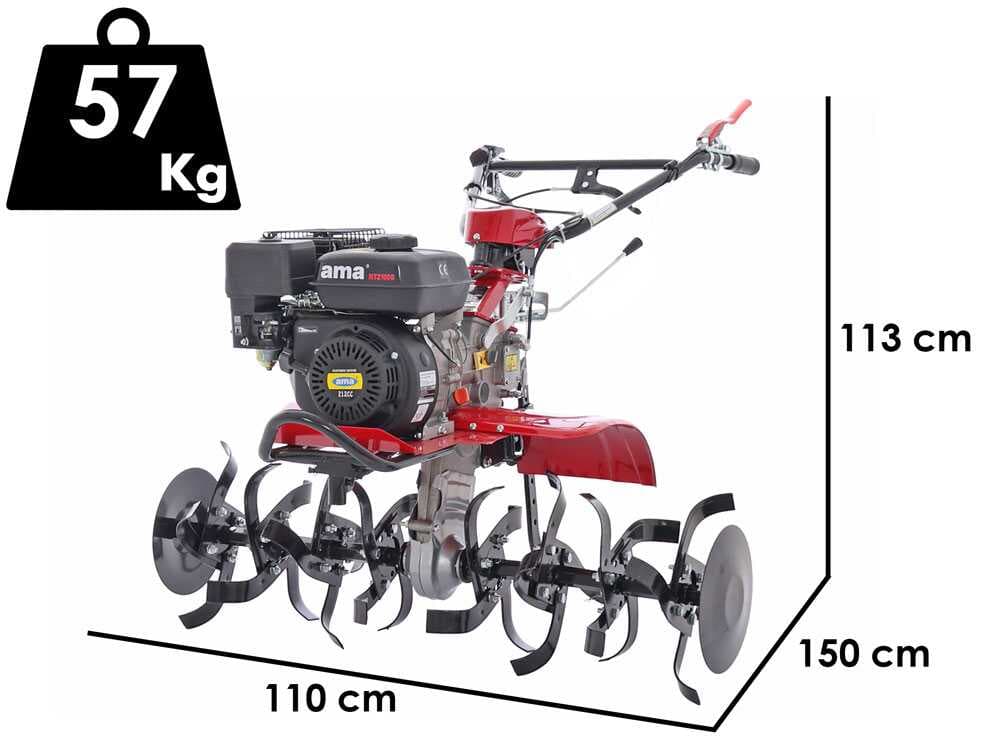 Motorhacke AMA MTZ100G mit Benzinmotor 212ccm 7 PS Gänge 3+1