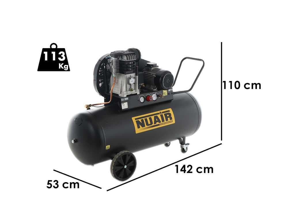 Nuair B3800B/4CT/200 Tech-Pro – Elektrischer Riemenkompressor 400V – 4-PS-Motor – 200 l