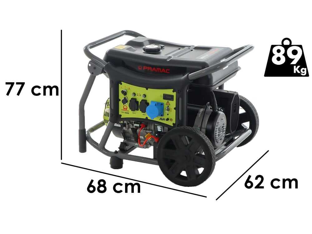 Pramac WX 6200 ES - Benzin-Stromerzeuger auf Rädern 5.8 kW - Dauerleistung 5.3 kW - 230V + ATS