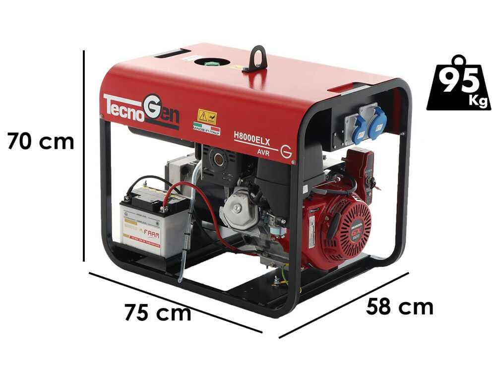 TecnoGen H8000ELX - Benzin-Stromerzeuger 5.8 kW - Elektro-Starter - Dauerleistung 5.2 kW - 230V