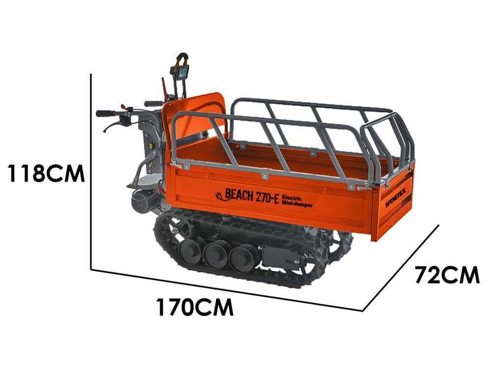 Wortex Beach 270E - Akkubetriebene Raupendumper mit ausziehbarer Mulde - 450 kg Tragfähigkeit