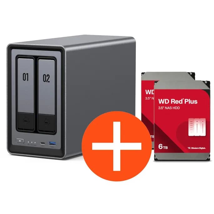 UGREEN NASync DXP2800 NAS System 2-Bay 12TB inkl. 2x WD WD60EFPX NAS HDD - 6 TB
