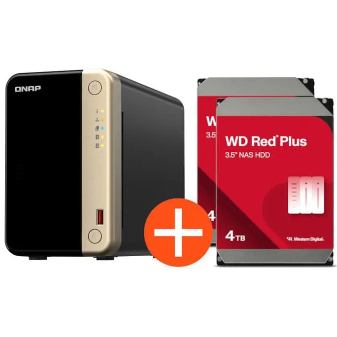 QNAP TS-264-8G NAS System 2-Bay 8TB inkl. 2x 4TB WD Red Plus WD40EFZZ