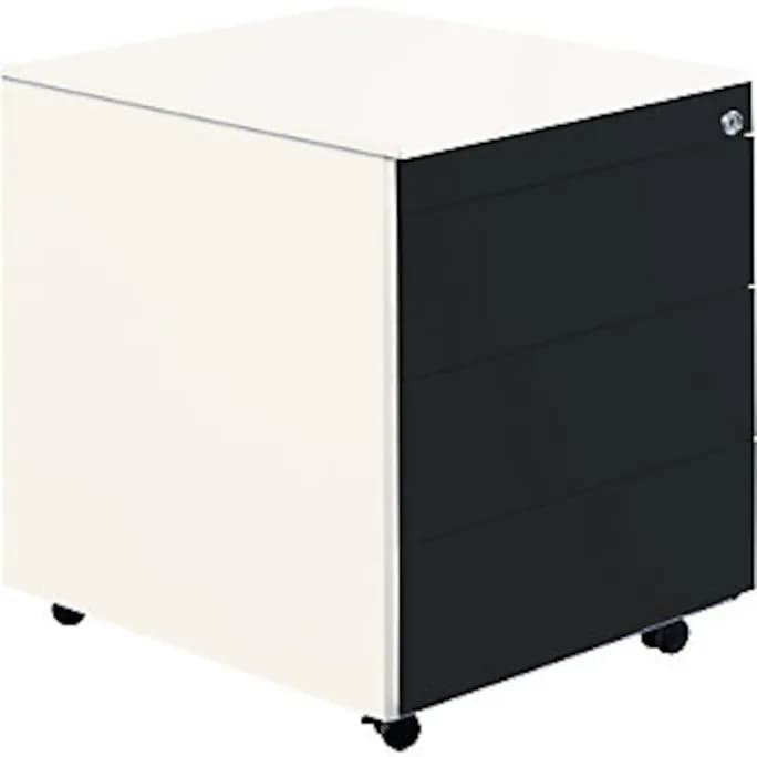 Schubladencontainer mit Rollen, 570x600, Stahlpl., 3 Schubl. weiß/anthr.