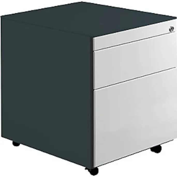 Schubladencontainer m.Rollen, 570x600, 1 Schub, 1 Hängereg., anthrazit/lichtgrau