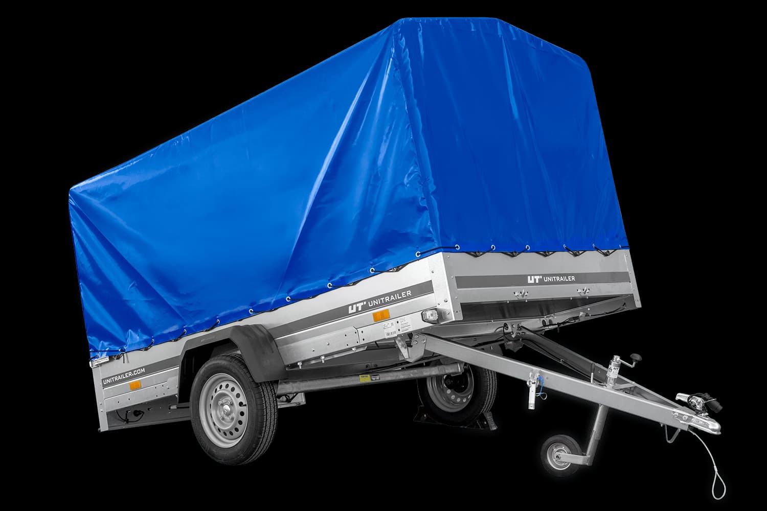 Remorque à essieu 264x150 UNITRAILER GARDEN 265 KIPP avec arceau H-1100 et bâche bleue