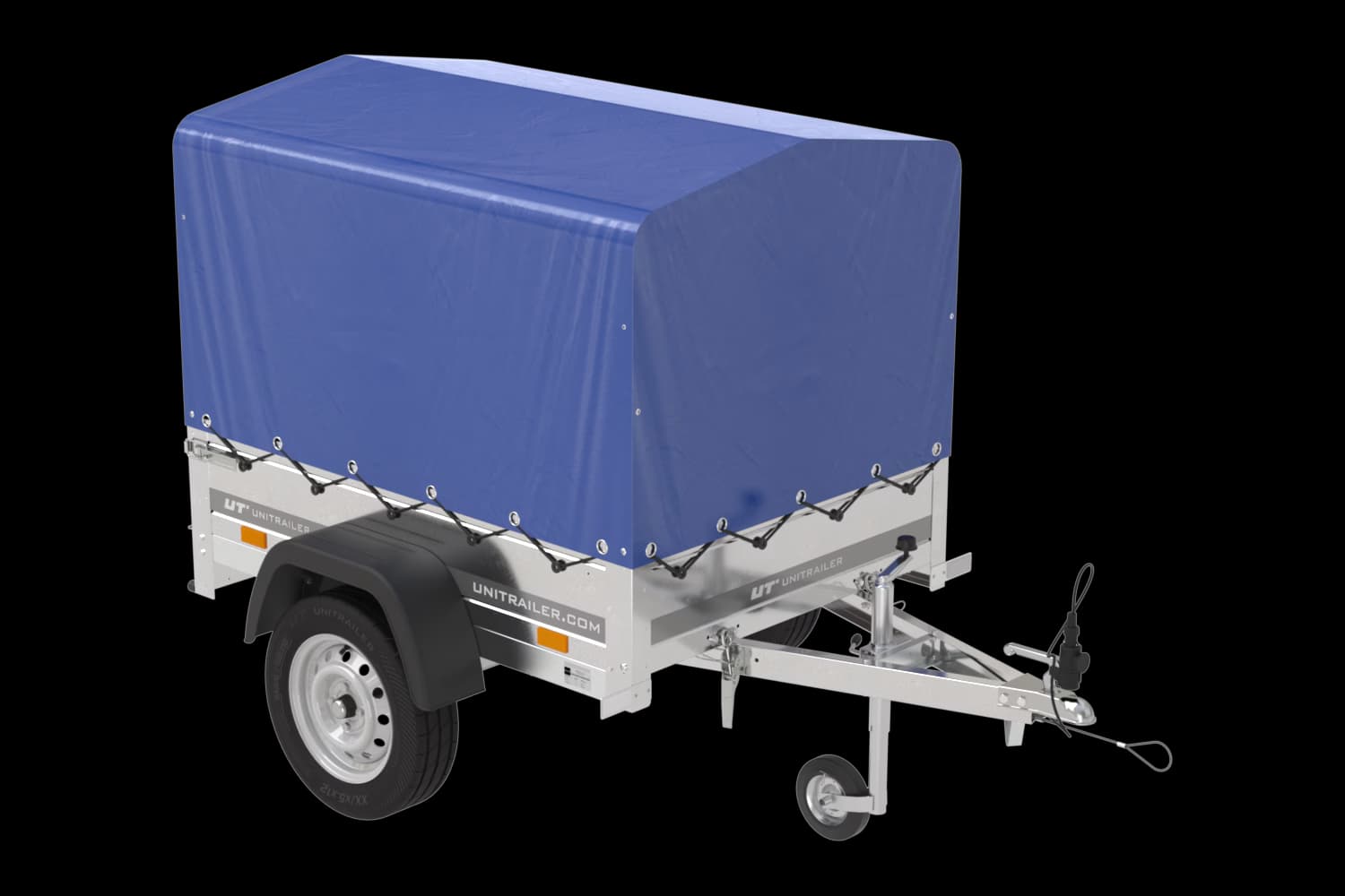 Remorque pour voiture 150x106 bâche bleue + arceau, PTAC 500 kg Garden Trailer 150 KIPP