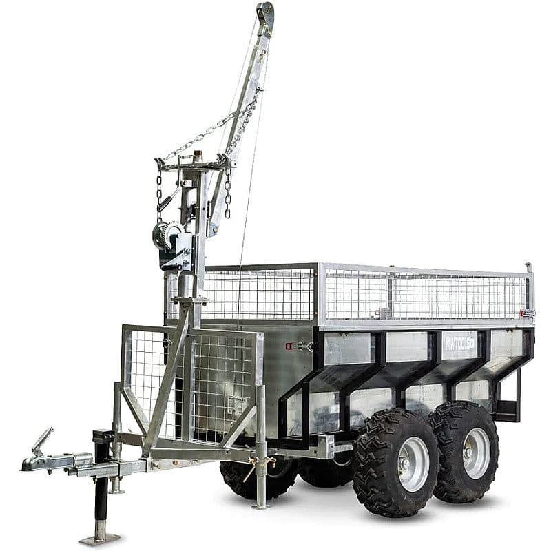 Remolque basculante 1000 kg con grĂșa y caja galvanizada