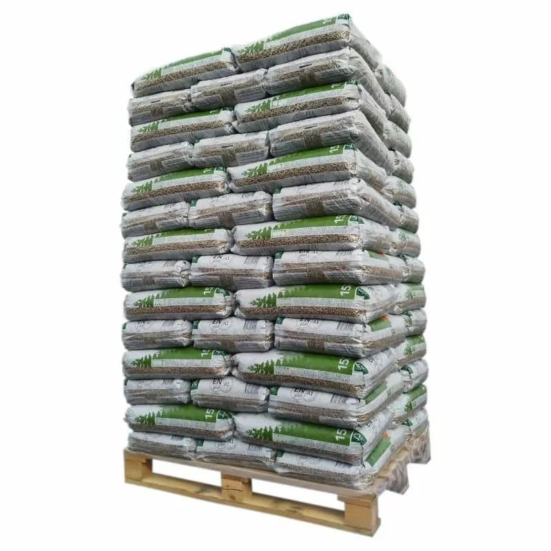 Pellets PyrĂ©nĂ©es Palette mit 65 SĂ€cken Ă 15 kg 100 % Nadelholz â DIN Plus