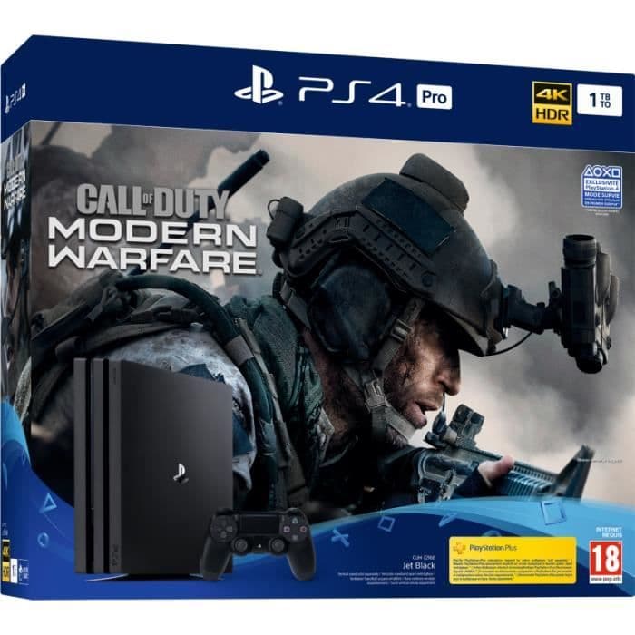Console PS4 Pro 1To Sony - Call of Duty Modern Warfare - 4K HDR - Bluetooth WIFI - Blu-ray 3D DVD CD - Noir
