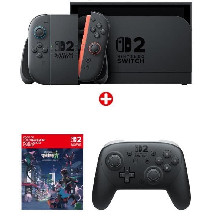 Pack Nintendo : Console Nintendo Switch 2 + Légendes Pokémon: Z-A (Code) + Manette Switch Pro 2