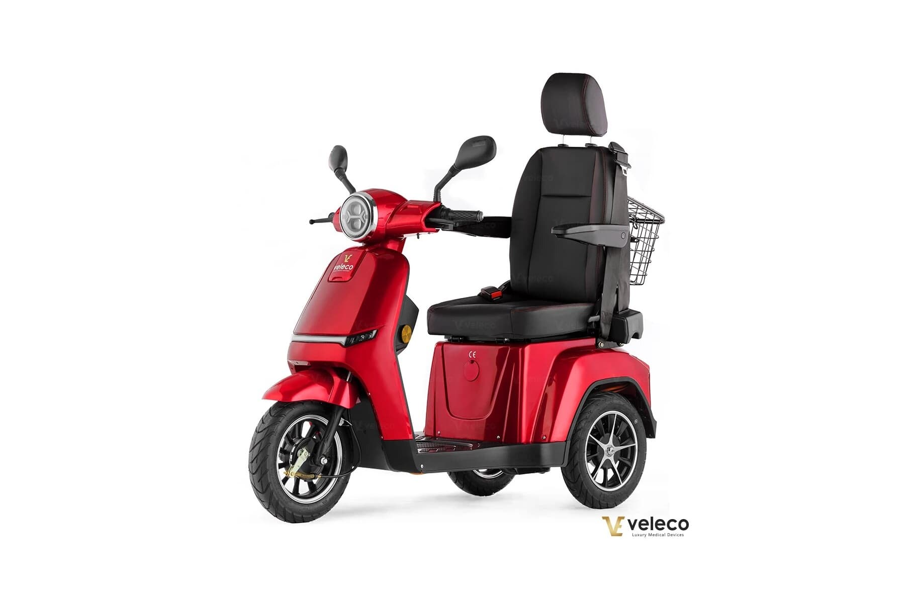 Trottinette électrique à 3 roues Turris Veleco, stable pour les personnes à mobilité réduite et les personnes âgées, avec siège et dossier confortable