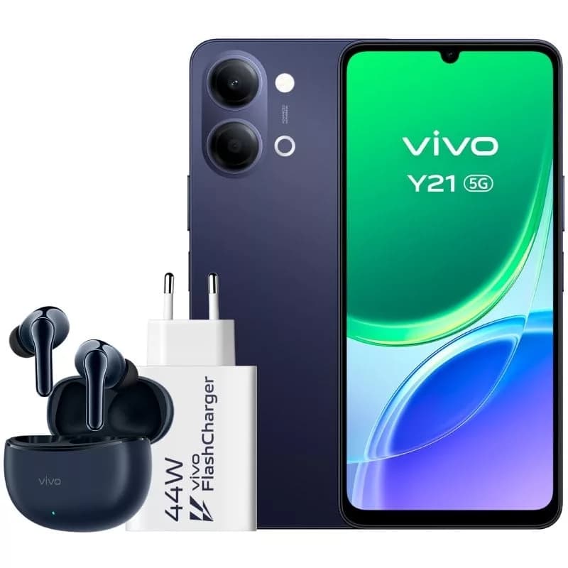 Smartphone Vivo Y21 4GB/ 256GB/ 6.74’/ 5G/ Negro/ Incluye Cargador + Auriculares