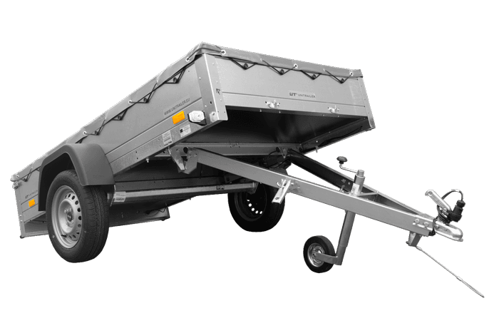 Remolque Con Lona Plana Gris En La Estructura Garden Trailer 230 Kipp Con Rueda De Apoyo H-0
