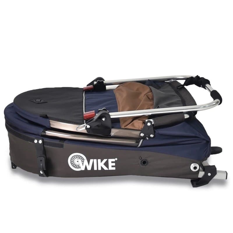 Wike Remorque Vélo pour 2 Enfants - Premium Double - Poussette et Kit de Jogging inclus - marine/marron