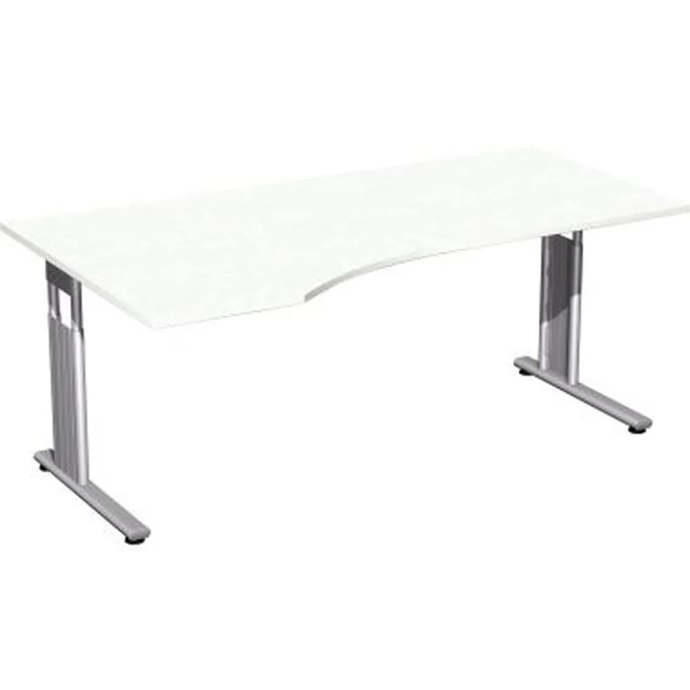 geramöbel - Schreibtisch Flex links S-617306-WS C-Fuß weiß/silber