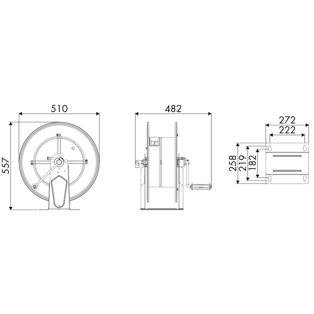 ELMAG - Manueller Schlauchaufroller Edelstahl Serie 540 75440/30, max. 130°C bis 200 bar