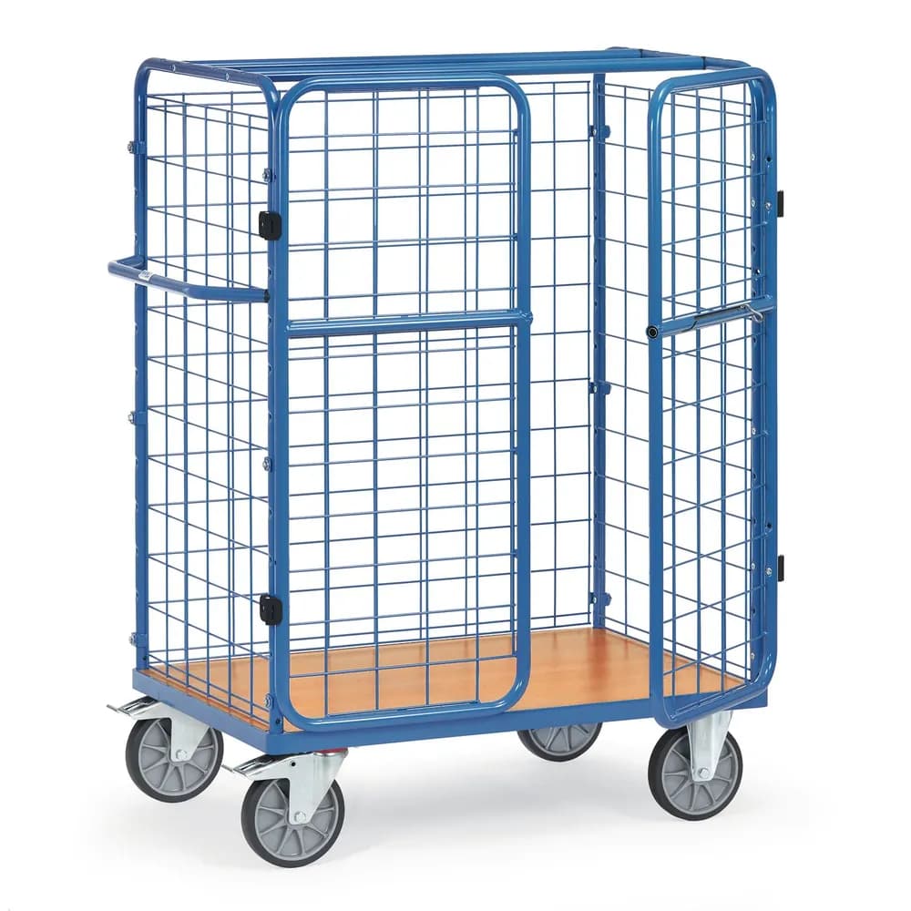fetra® - Paketwagen 8483-3, Drahtgitterwände, Doppelflügeltüren, Tragkraft 600kg