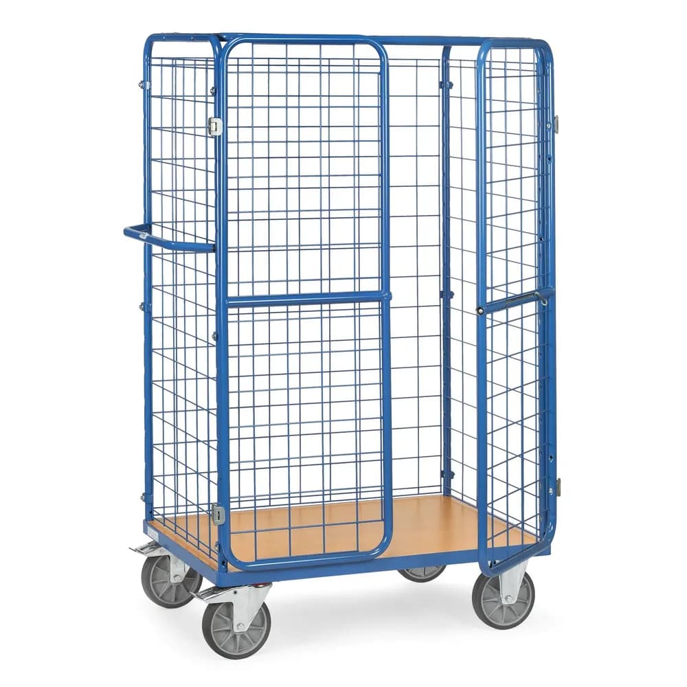 fetra® - Paketwagen 8583-3D, Drahtgitterwände, Doppelflügeltüren, Dach, Tragkraft 600kg