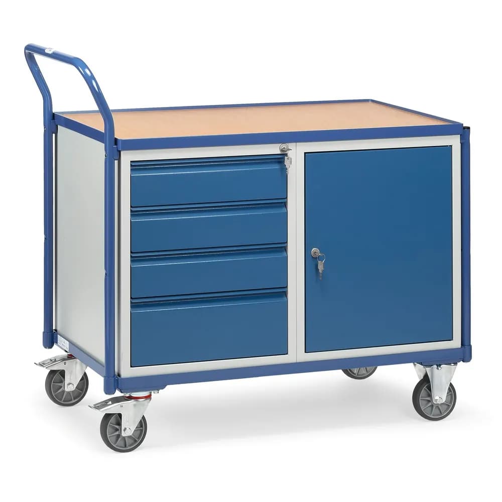 fetra® - Tischwagen 2635, 1 Ebene / 4 Schubladen / 1 Flügeltür, Tragkraft 300kg