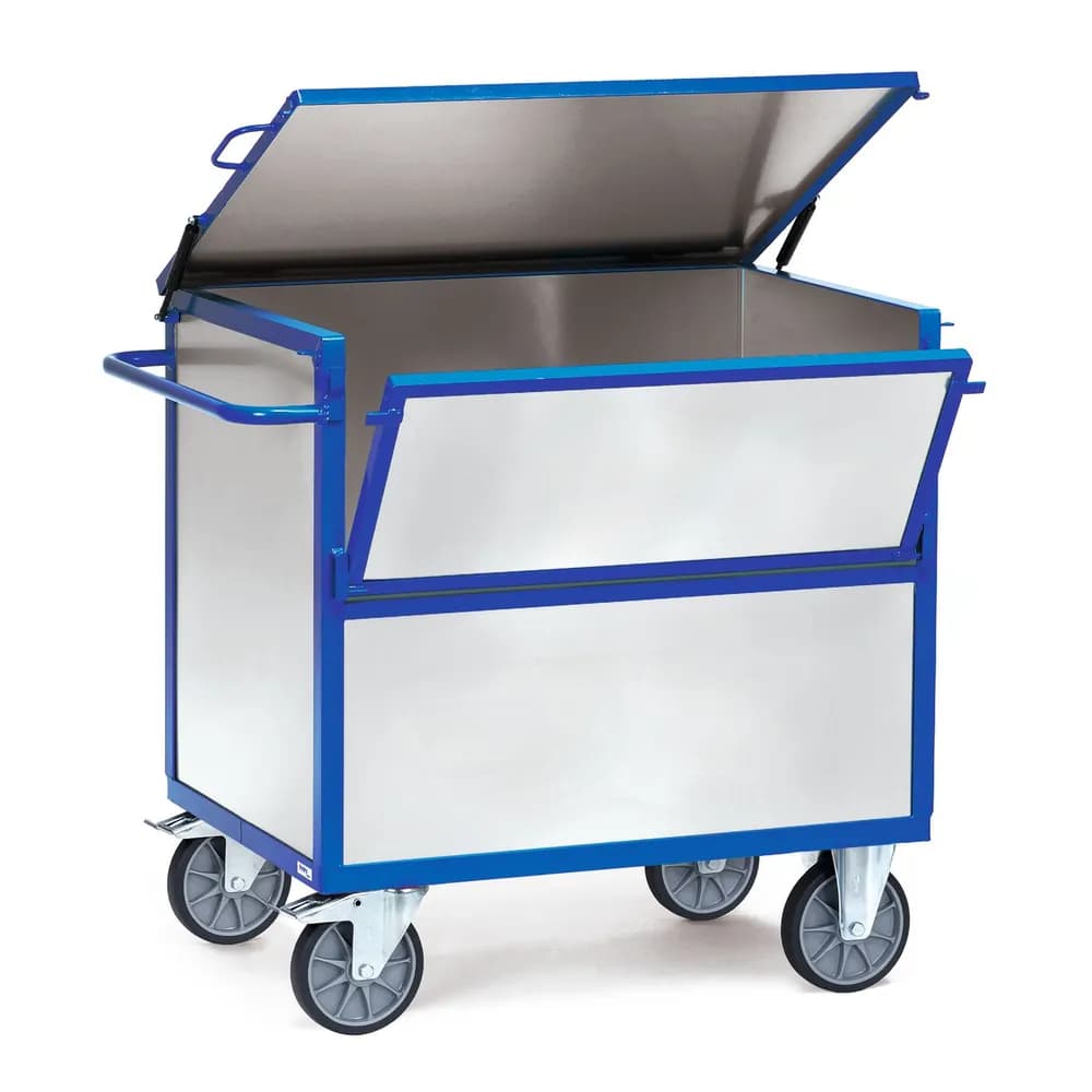 fetra® - Blechkastenwagen 2833, Deckel klappbar, TPE-Reifen, Tragkraft 600kg