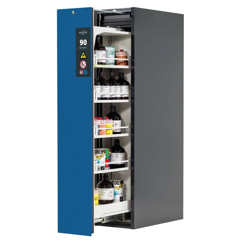 asecos® - Sicherheitsschrank V-Line 449 x860 x 1966mm, RAL 5010/7035, 4 Fachböden